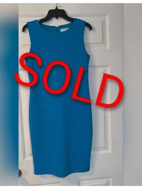 Calvin Klein Vibrant Blue Textured Midi Dress